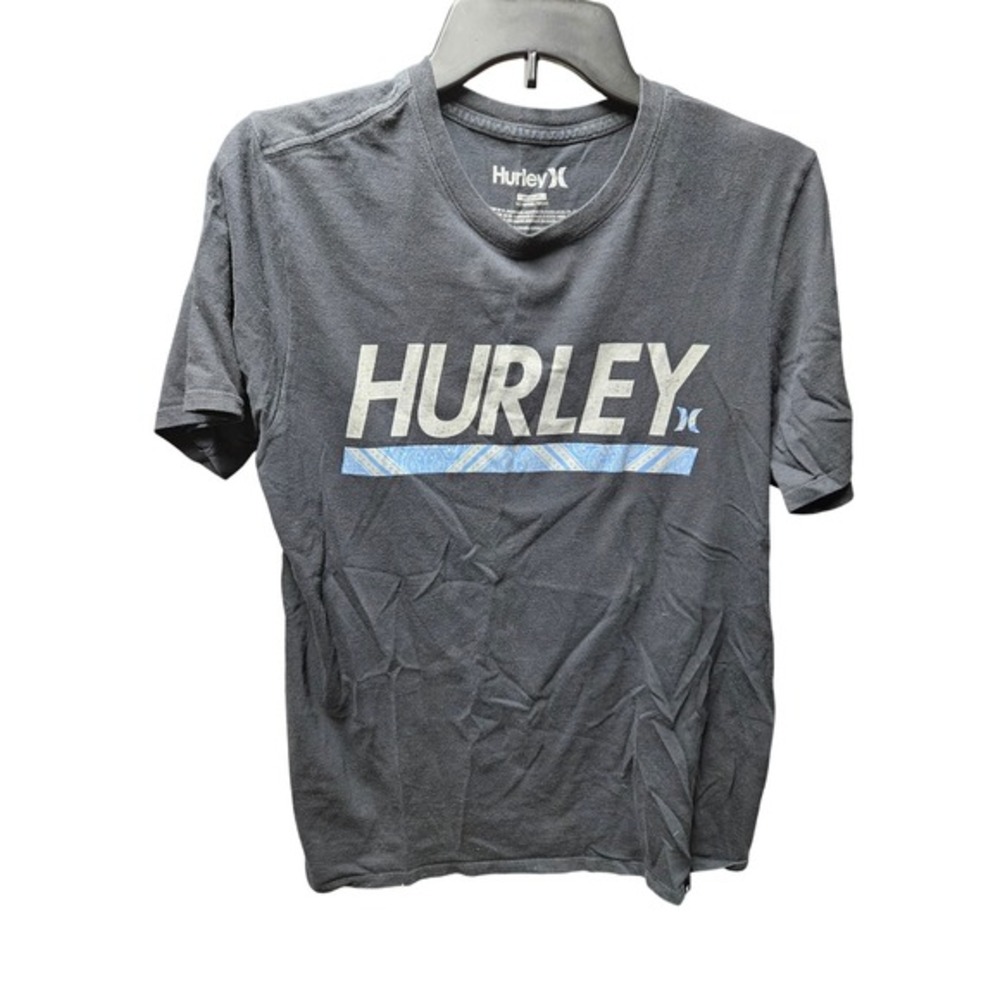 Hurley Graphic‎ T-Shirt Medium Gray Blue Bandana Surf Skate Casual Tee